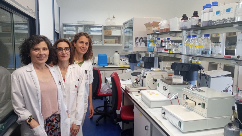 Ana, Marta y Beatriz en uno de los laboratorios del Centro de Biotecnología Animal (SERIDA)